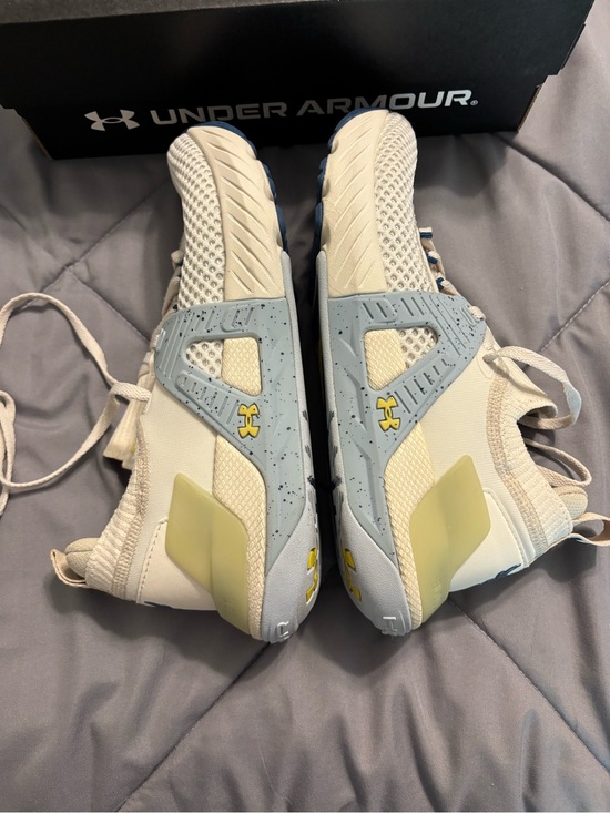Under Armour Shoes - Under Armour Cream White Athletic Shoes with Light Gray and Yellow Details